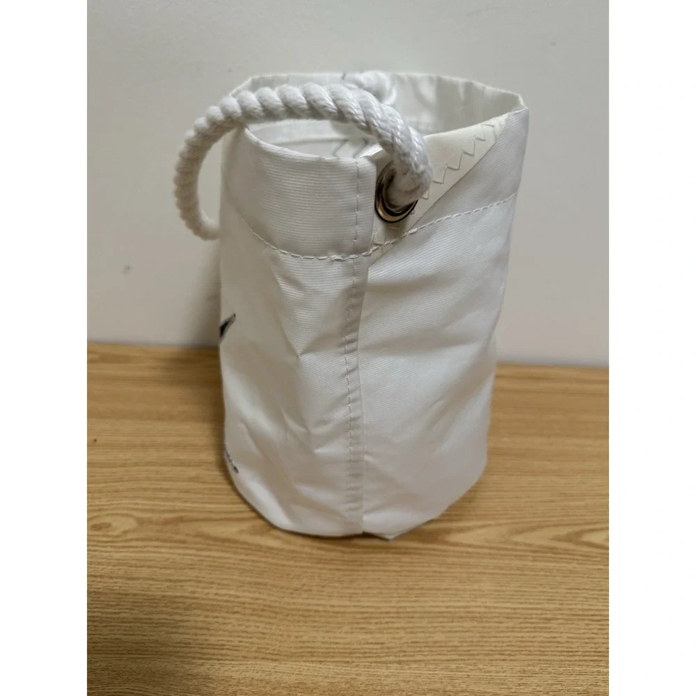 Sea Bags of Maine White Star Bucket Bag Recycled Sail Cloth Handcrafted in USA